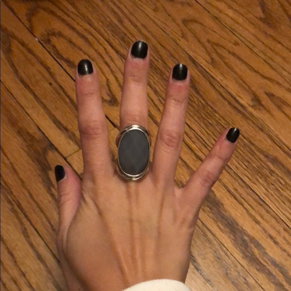Gray Oval Statement Ring - image 1